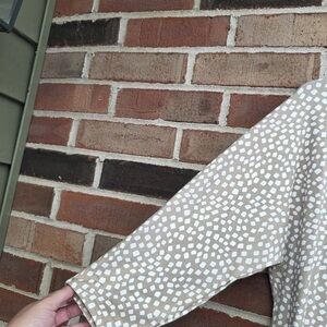 Beige and White Patterned Long Sleeve Top